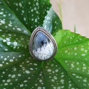 Dendritic Agate Silver Ring Sz 5 1/2